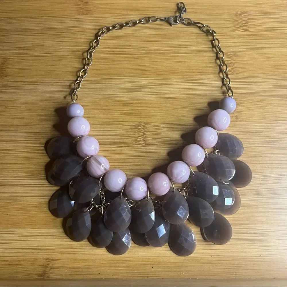 Elegant Pink and Brown Beaded Necklace